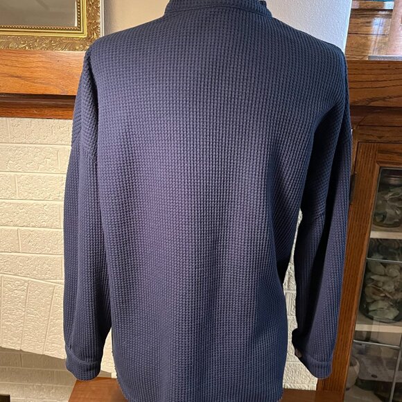 Beautifully Detailed Blue Waffle Knit Cardigan Shirt Jacket Layering Top Size L - Picture 6 of 6